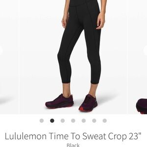 Lululemon Athletica Black Time To Sweat Crop Leggings - size 4